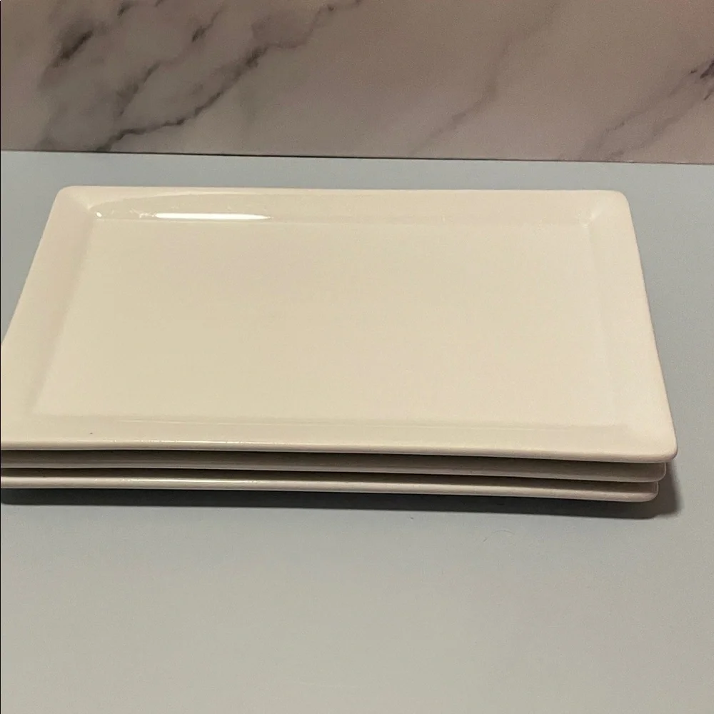 UNIVERSAL Set of 3 White Rectangular Ceramic Serving Platters Plate 8x5 inches.